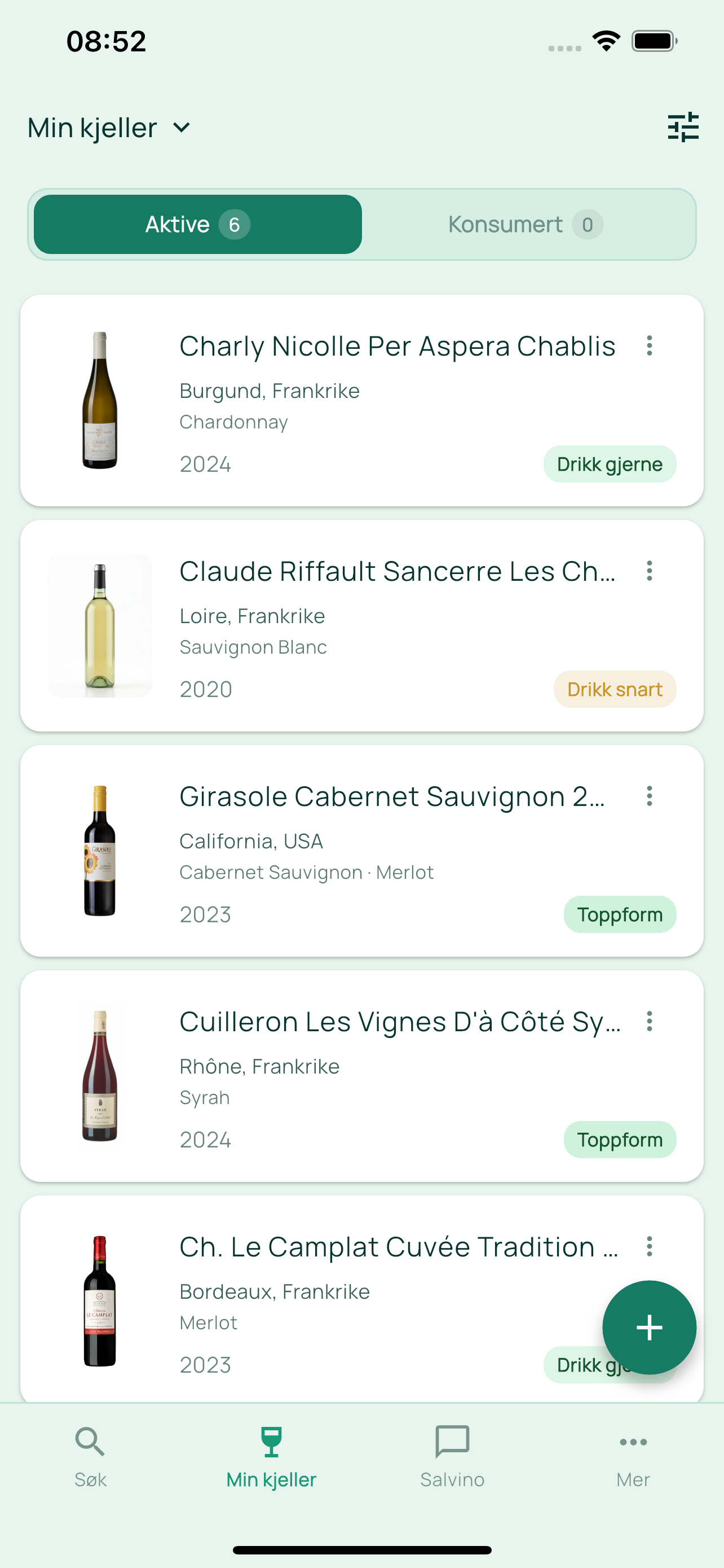 Min kjeller – liste over viner
