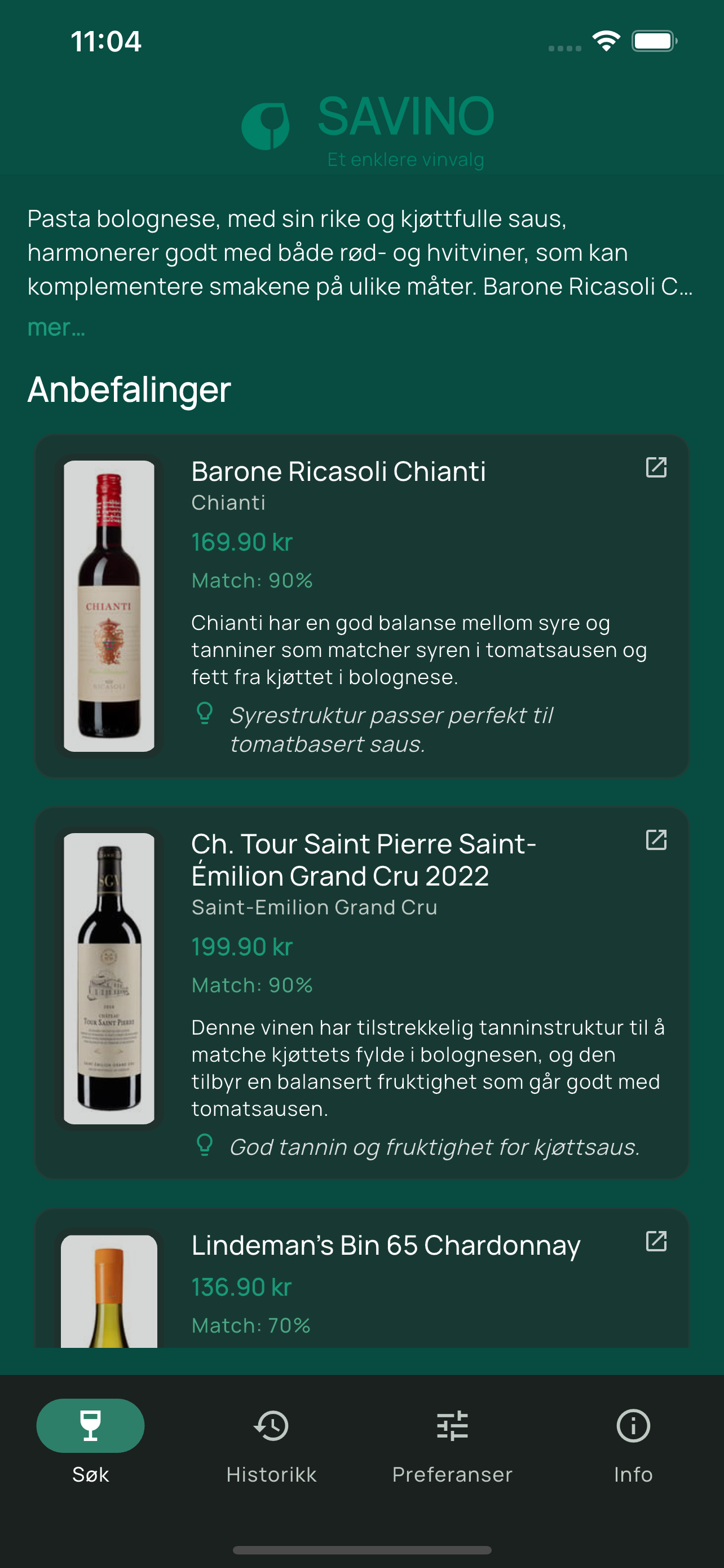 Savino – skjermbilde