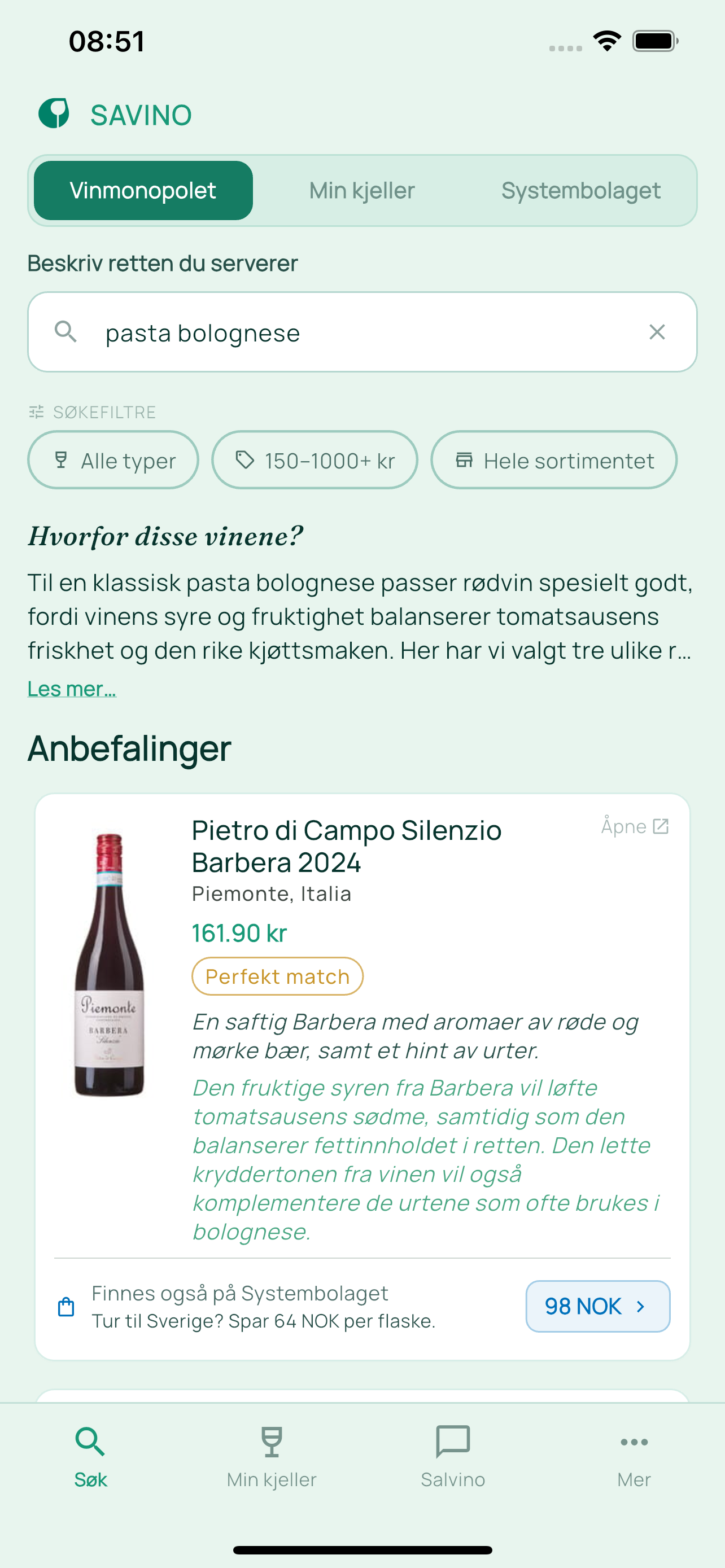 Savino – skjermbilde